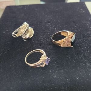 3 Ring Bundle Sale! Iolite, Black Cz And Harmony Fish. All Size 10